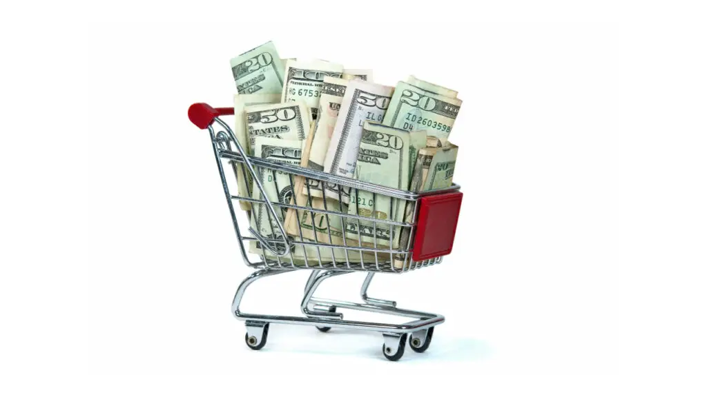 Is Grocery Shopping Stealing Your Time and Money shopping cart with money image